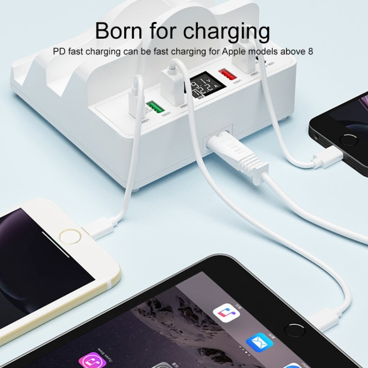 F6 Multifunctional Dual Wireless Charger with Phone Holder & Current Display, UK Plug - Multifunction Charger by PMC TechLife | Online Shopping South Africa | PMC TechLife | Buy Now Pay Later Mobicred
