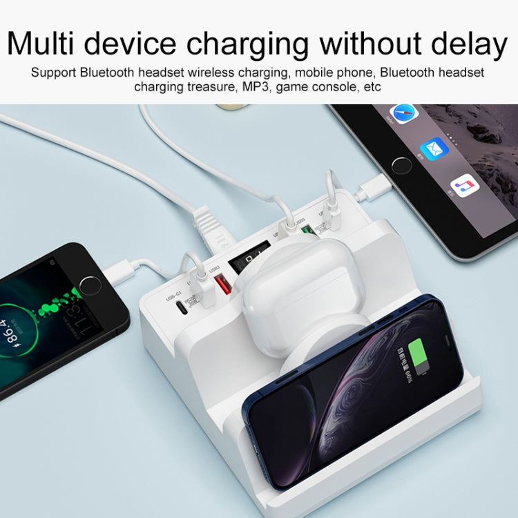 F6 Multifunctional Dual Wireless Charger with Phone Holder & Current Display, US Plug - Wireless Charger by PMC TechLife | Online Shopping South Africa | PMC TechLife