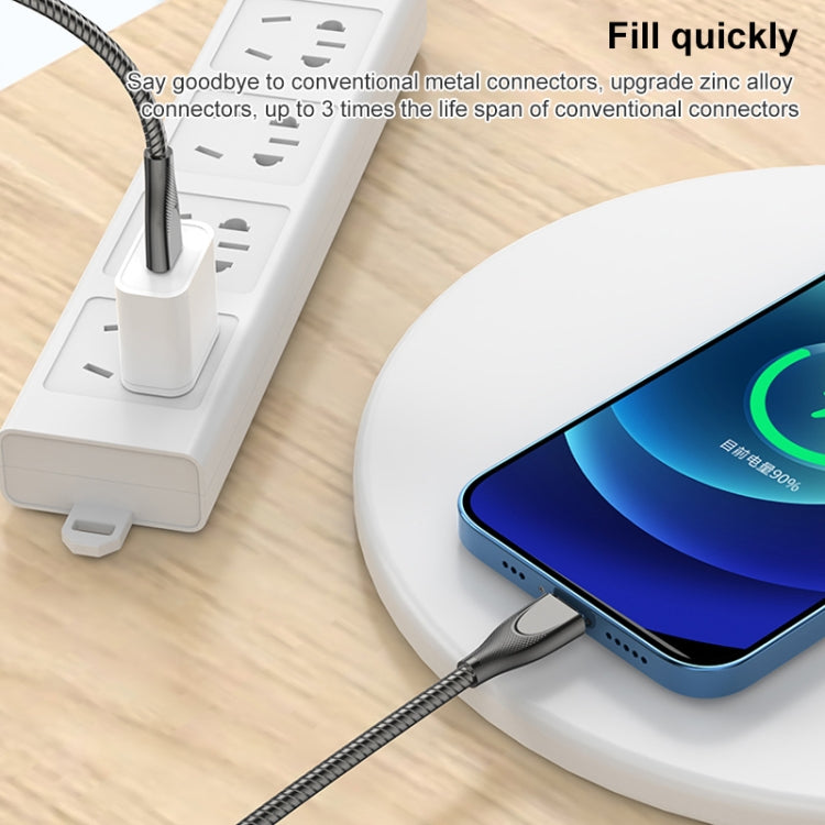 ADC-009 USB-C / Type-C to 8 Pin Zinc Alloy Hose Fast Charging Data Cable, Cable Length: 1m (Gun Metal) - 2 in 1 Cable by PMC TechLife | Online Shopping South Africa | PMC TechLife