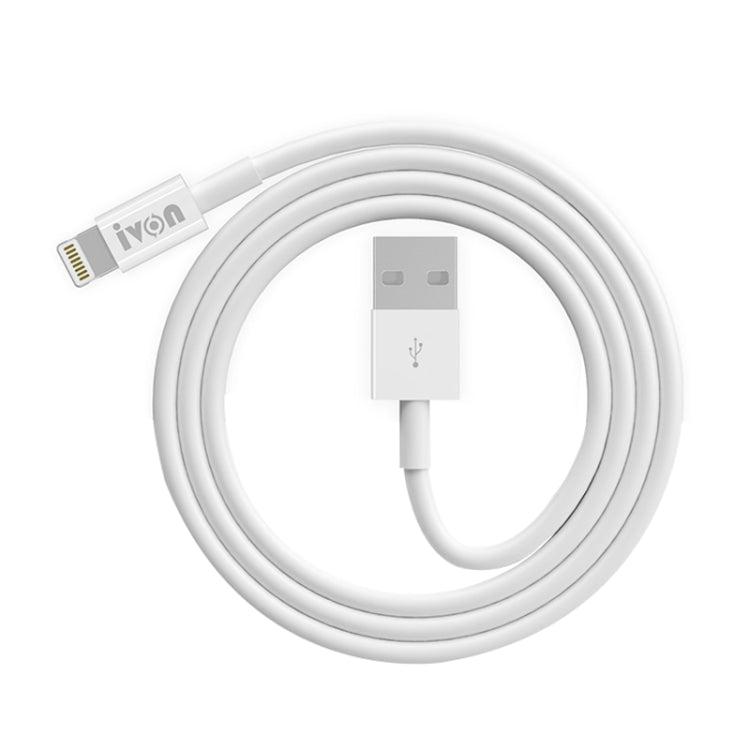 IVON CA70 8 Pin Fast Charging Data Cable, Length: 2m (White) - Normal Style Cable by IVON | Online Shopping South Africa | PMC TechLife | Buy Now Pay Later Mobicred