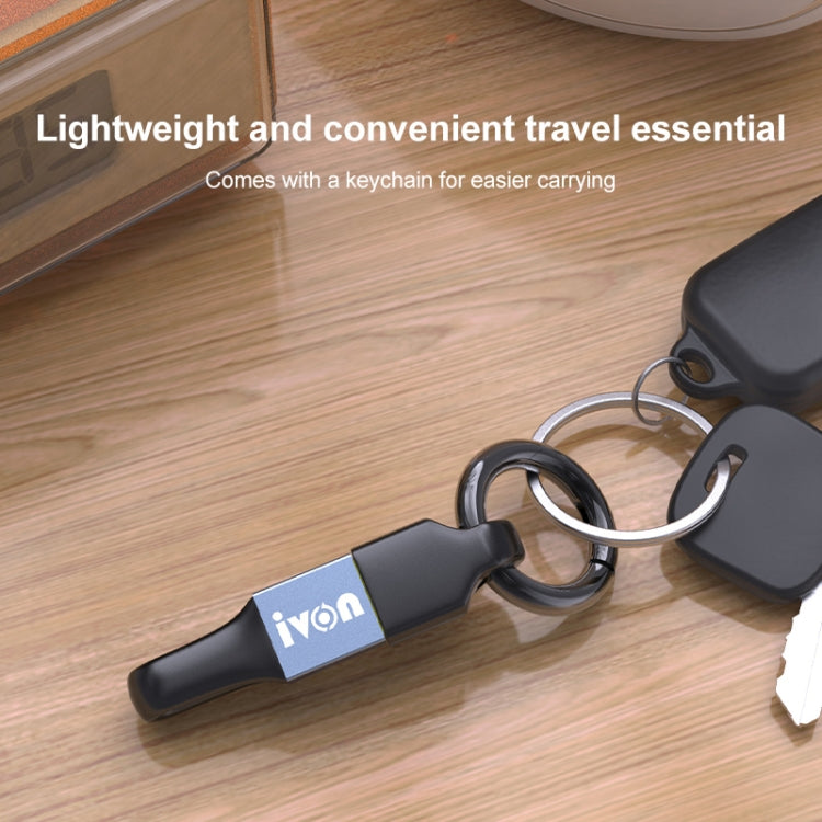 IVON CA90 2.4A USB to 8 Pin Portable Data Cable with Ring, Length: 14.5cm(Dark Gray) - Normal Style Cable by IVON | Online Shopping South Africa | PMC TechLife