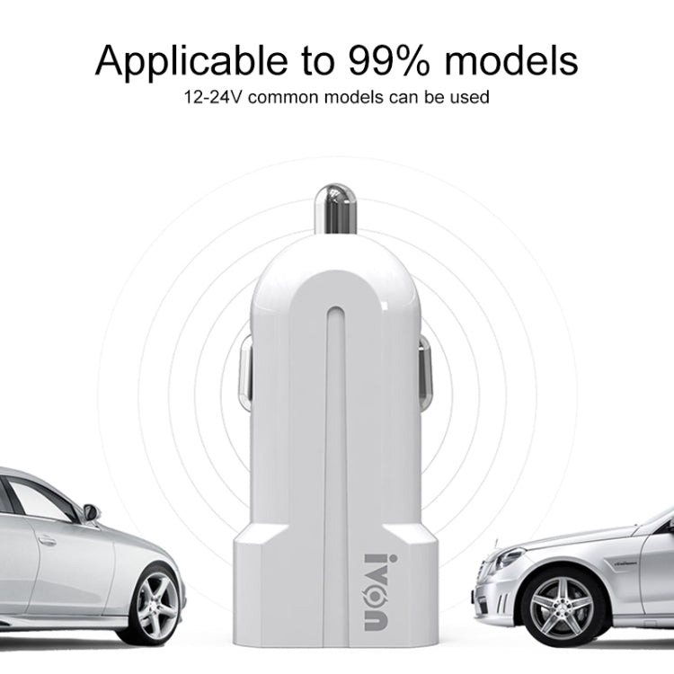 IVON CC13 QC 3.0 Fast Charging Car Charger (White) - Car Charger by IVON | Online Shopping South Africa | PMC Jewellery