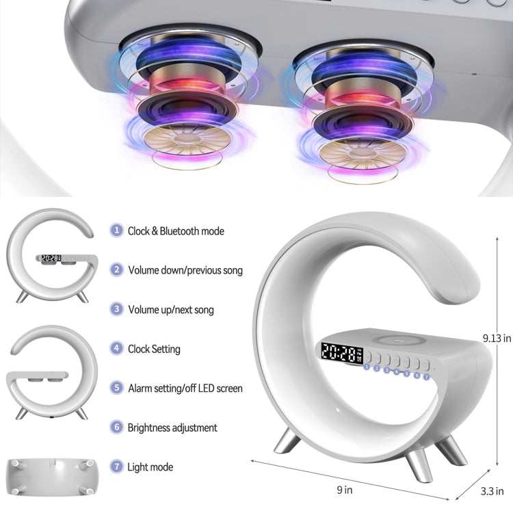 N69 Smart Bluetooth Speaker Support Wireless Charger & Alarm Clock & Ambient Light, US Plug(White) - Desktop Speaker by PMC TechLife | Online Shopping South Africa | PMC TechLife
