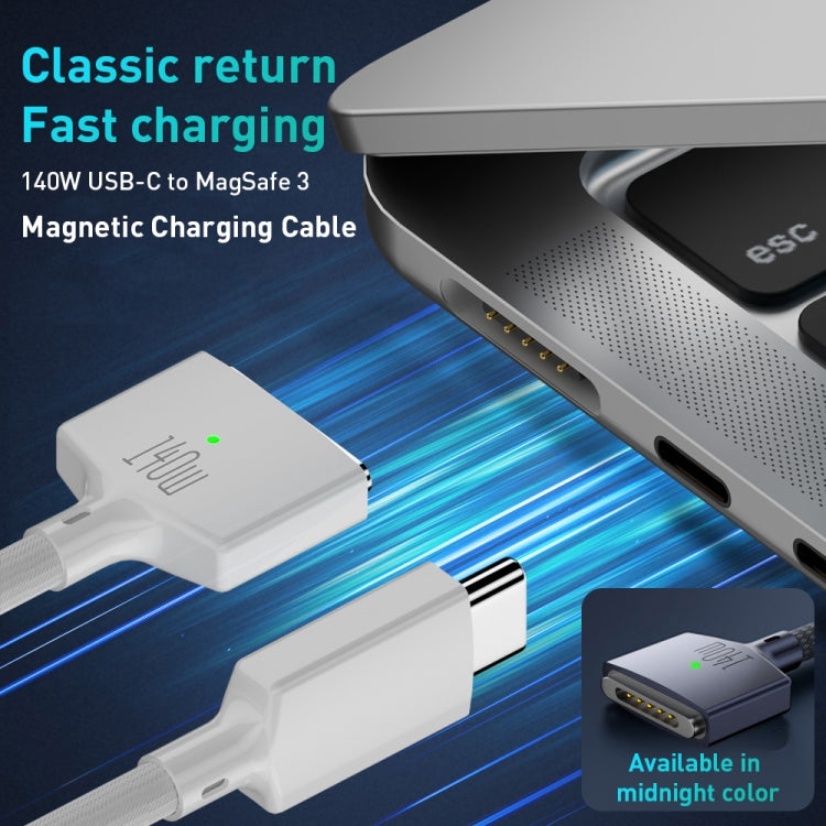 140W USB-C / Type-C to MagSafe 3 Magnetic Fast Charging Cable, Length:2m (White) - Cable & Adapter by PMC TechLife | Online Shopping South Africa | PMC TechLife