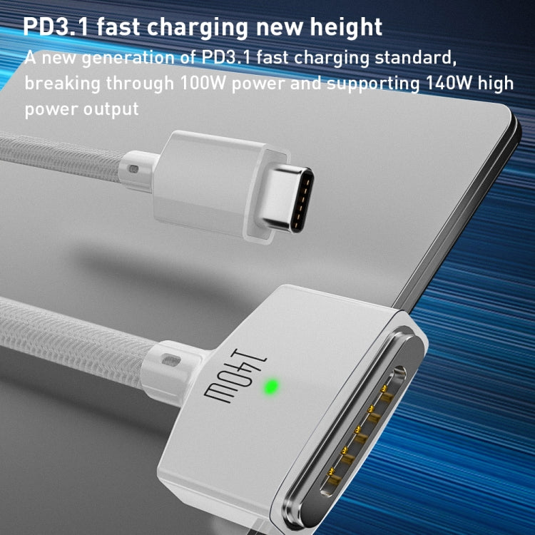 140W USB-C / Type-C to MagSafe 3 Nylon Braided Magnetic Charging Cable, Length: 2m (White) - Cable & Adapter by PMC TechLife | Online Shopping South Africa | PMC TechLife