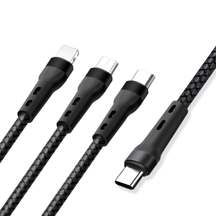 100W 6A Type-C to 8 Pin+Type-C+Micro USB Charging Data Cable, 1.3m(Black) - Multifunction Cable by PMC TechLife | Online Shopping South Africa | PMC TechLife