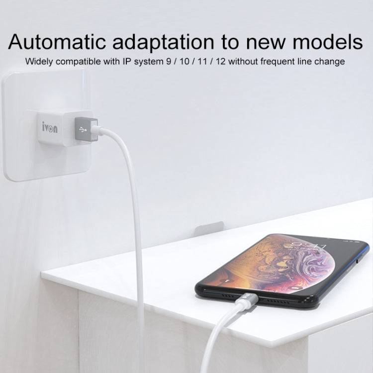 IVON CA73 2.4A 8 Pin Fast Charging Data Cable, Length: 2m(Black) - Normal Style Cable by IVON | Online Shopping South Africa | PMC TechLife | Buy Now Pay Later Mobicred