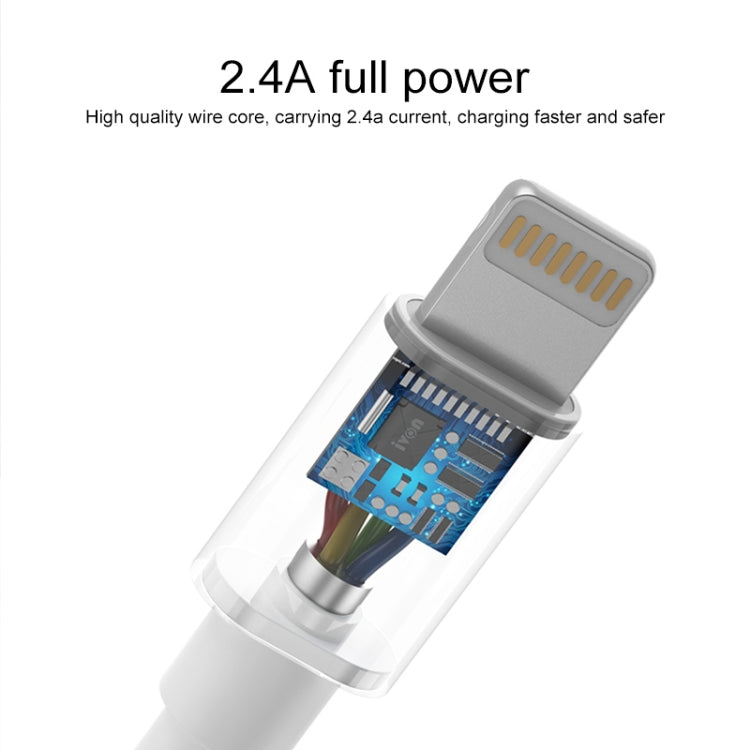 IVON CA73 2.4A 8 Pin Fast Charging Data Cable, Length: 2m(White) - Normal Style Cable by IVON | Online Shopping South Africa | PMC TechLife | Buy Now Pay Later Mobicred