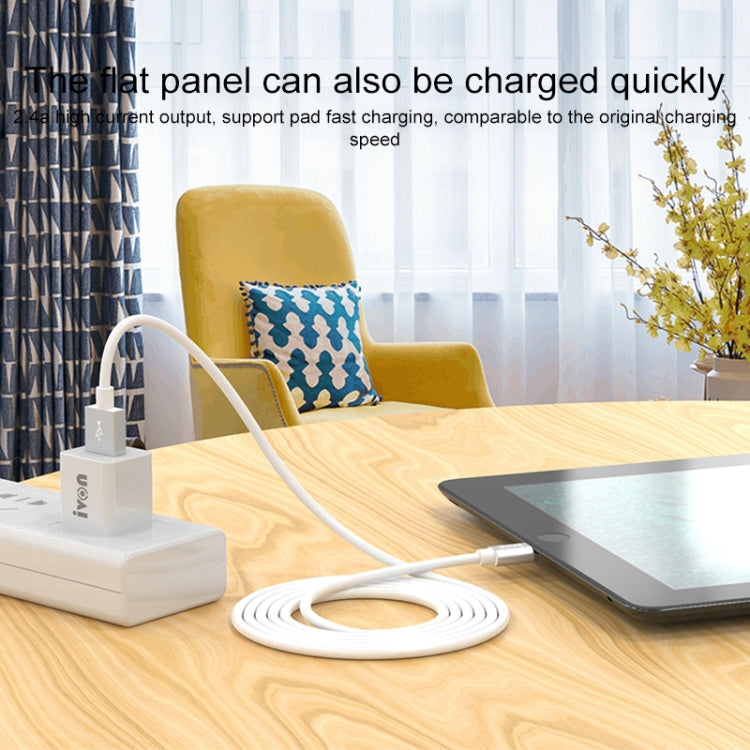 IVON CA73 2.4A 8 Pin Fast Charging Data Cable, Length: 2m(Black) - Normal Style Cable by IVON | Online Shopping South Africa | PMC TechLife | Buy Now Pay Later Mobicred