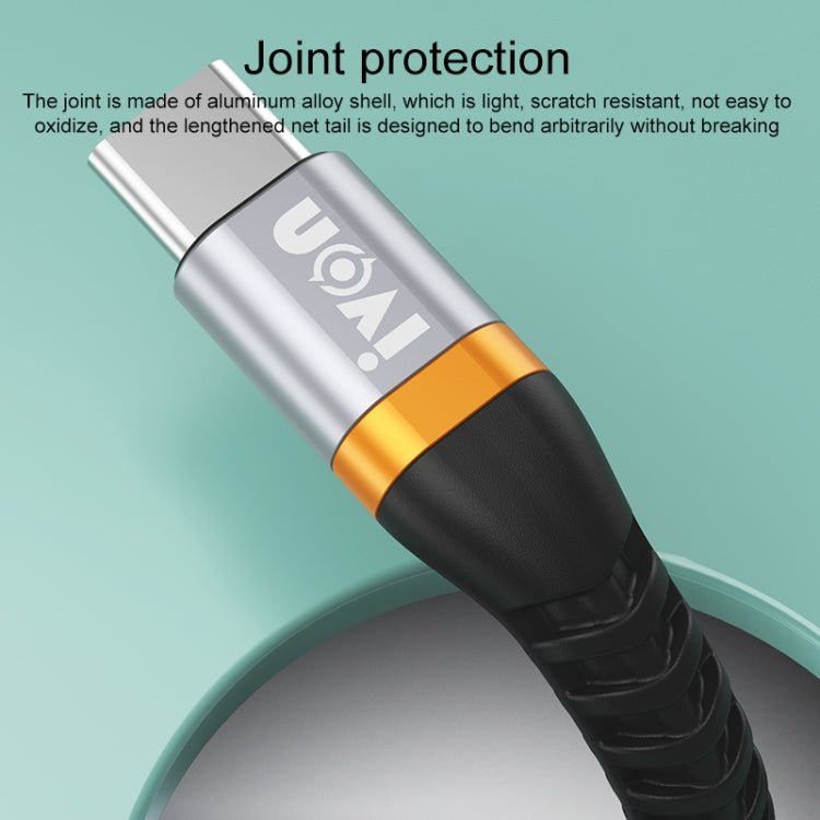 IVON CA79 5A Type-C / USB-C Aluminum Alloy Braided Fast Charging Data Cable for Huawei, Length: 1m (Silver Grey) - USB-C & Type-C Cable by IVON | Online Shopping South Africa | PMC TechLife | Buy Now Pay Later Mobicred