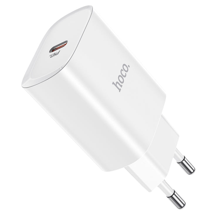 hoco N14 PD 20W Single Port Smart Travel Charger Power Adapter, EU Plug(White) - USB Charger by hoco | Online Shopping South Africa | PMC Jewellery