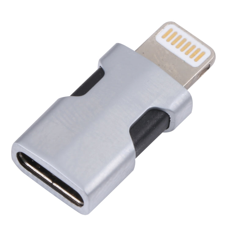 Portable 8 Pin to USB-C/Type-C Audio Adapter (Silver) - Earphone Adapter by PMC TechLife | Online Shopping South Africa | PMC TechLife