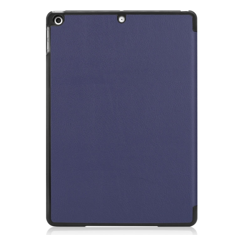 For iPad 10.2 Custer Texture Horizontal Flip Smart PU Leather Case with Sleep / Wake-up Function & Three-folding Holder (Dark Blue) - iPad 10.2 Cases by PMC TechLife | Online Shopping South Africa | PMC TechLife