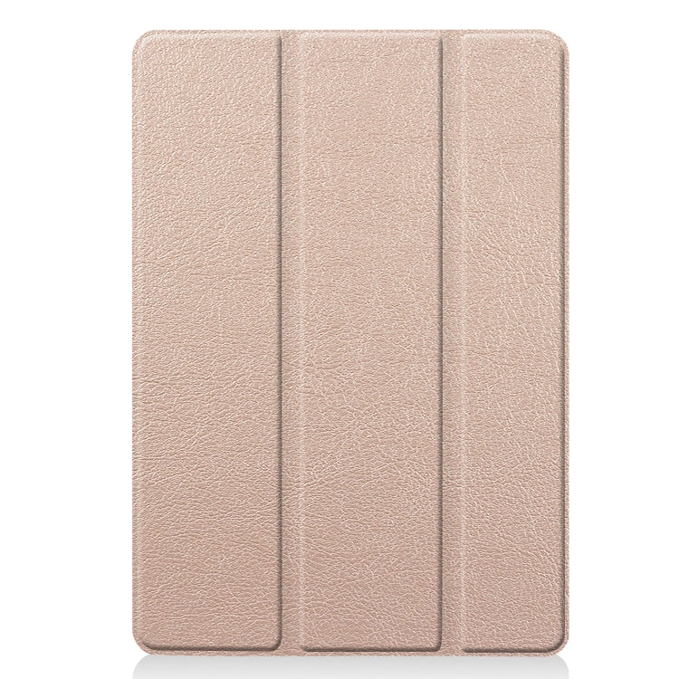 For iPad 10.2 Custer Texture Horizontal Flip Smart PU Leather Case with Sleep / Wake-up Function & Three-folding Holder (Gold) - iPad 10.2 Cases by PMC TechLife | Online Shopping South Africa | PMC TechLife