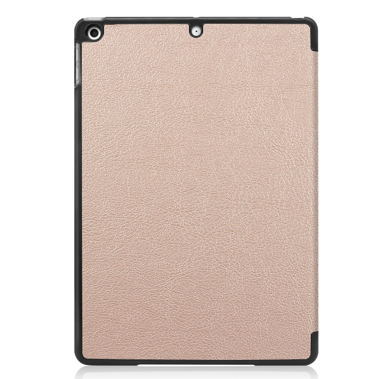 For iPad 10.2 Custer Texture Horizontal Flip Smart PU Leather Case with Sleep / Wake-up Function & Three-folding Holder (Gold) - iPad 10.2 Cases by PMC TechLife | Online Shopping South Africa | PMC TechLife