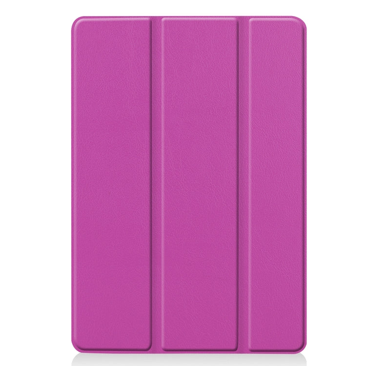 For iPad 10.2 Custer Texture Horizontal Flip Smart PU Leather Case with Sleep / Wake-up Function & Three-folding Holder (Purple) - iPad 10.2 Cases by PMC TechLife | Online Shopping South Africa | PMC TechLife