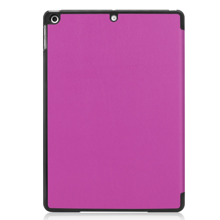 For iPad 10.2 Custer Texture Horizontal Flip Smart PU Leather Case with Sleep / Wake-up Function & Three-folding Holder (Purple) - iPad 10.2 Cases by PMC TechLife | Online Shopping South Africa | PMC TechLife