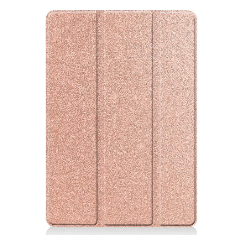 For iPad 10.2 Custer Texture Horizontal Flip Smart PU Leather Case with Sleep / Wake-up Function & Three-folding Holder (Rose Gold) - iPad 10.2 Cases by PMC TechLife | Online Shopping South Africa | PMC TechLife