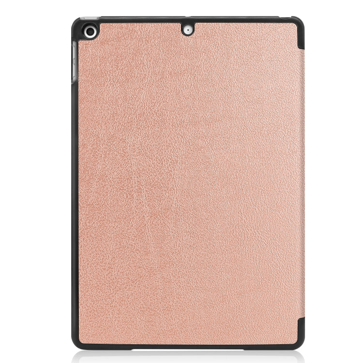 For iPad 10.2 Custer Texture Horizontal Flip Smart PU Leather Case with Sleep / Wake-up Function & Three-folding Holder (Rose Gold) - iPad 10.2 Cases by PMC TechLife | Online Shopping South Africa | PMC TechLife