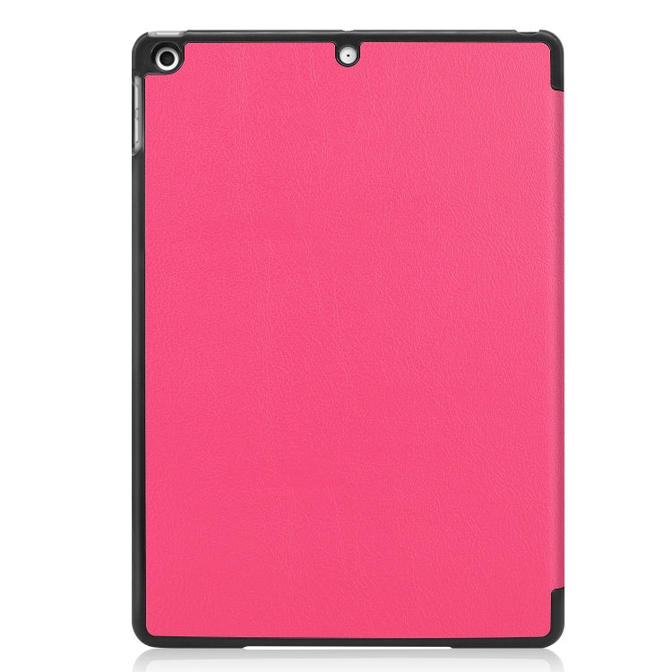 For iPad 10.2 Custer Texture Horizontal Flip Smart PU Leather Case with Sleep / Wake-up Function & Three-folding Holder (Rose Red) - iPad 10.2 Cases by PMC TechLife | Online Shopping South Africa | PMC TechLife
