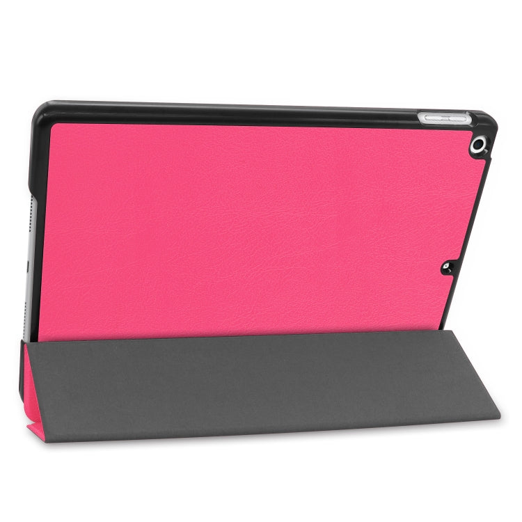 For iPad 10.2 Custer Texture Horizontal Flip Smart PU Leather Case with Sleep / Wake-up Function & Three-folding Holder (Rose Red) - iPad 10.2 Cases by PMC TechLife | Online Shopping South Africa | PMC TechLife