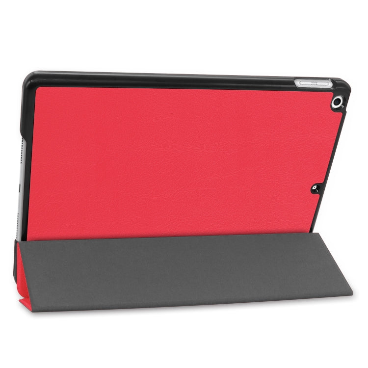 For iPad 10.2 Custer Texture Horizontal Flip Smart PU Leather Case with Sleep / Wake-up Function & Three-folding Holder (Red) - iPad 10.2 Cases by PMC TechLife | Online Shopping South Africa | PMC TechLife