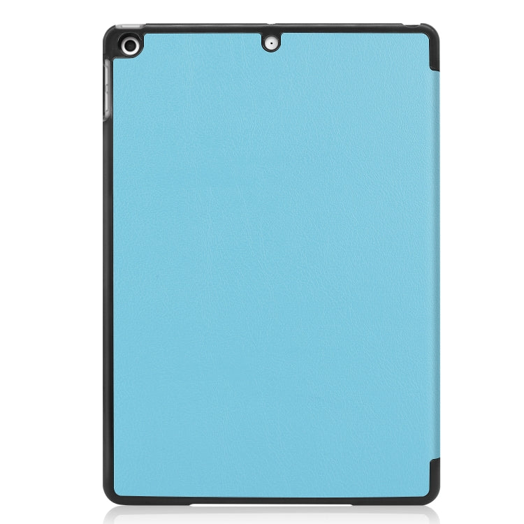 For iPad 10.2 Custer Texture Horizontal Flip Smart PU Leather Case with Sleep / Wake-up Function & Three-folding Holder (Sky Blue) - iPad 10.2 Cases by PMC TechLife | Online Shopping South Africa | PMC TechLife