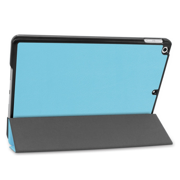 For iPad 10.2 Custer Texture Horizontal Flip Smart PU Leather Case with Sleep / Wake-up Function & Three-folding Holder (Sky Blue) - iPad 10.2 Cases by PMC TechLife | Online Shopping South Africa | PMC TechLife