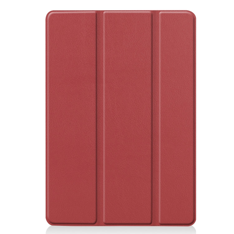 For iPad 10.2 Custer Texture Horizontal Flip Smart PU Leather Case with Sleep / Wake-up Function & Three-folding Holder (Wine Red) - iPad 10.2 Cases by PMC TechLife | Online Shopping South Africa | PMC TechLife