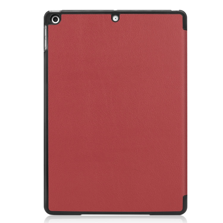 For iPad 10.2 Custer Texture Horizontal Flip Smart PU Leather Case with Sleep / Wake-up Function & Three-folding Holder (Wine Red) - iPad 10.2 Cases by PMC TechLife | Online Shopping South Africa | PMC TechLife