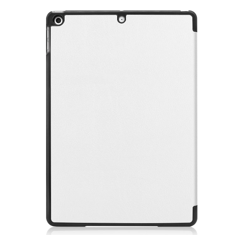 For iPad 10.2 Custer Texture Horizontal Flip Smart PU Leather Case with Sleep / Wake-up Function & Three-folding Holder (White) - iPad 10.2 Cases by PMC TechLife | Online Shopping South Africa | PMC TechLife