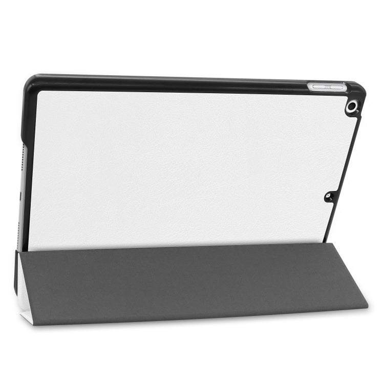 For iPad 10.2 Custer Texture Horizontal Flip Smart PU Leather Case with Sleep / Wake-up Function & Three-folding Holder (White) - iPad 10.2 Cases by PMC TechLife | Online Shopping South Africa | PMC TechLife