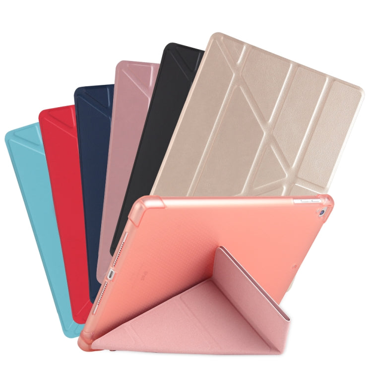 Multi-folding Shockproof TPU Protective Case for iPad 9.7 (2018) / 9.7 (2017) / air / air2, with Holder & Pen Slot(Blue) - iPad 9.7 (2018) & (2017) Cases by PMC TechLife | Online Shopping South Africa | PMC TechLife