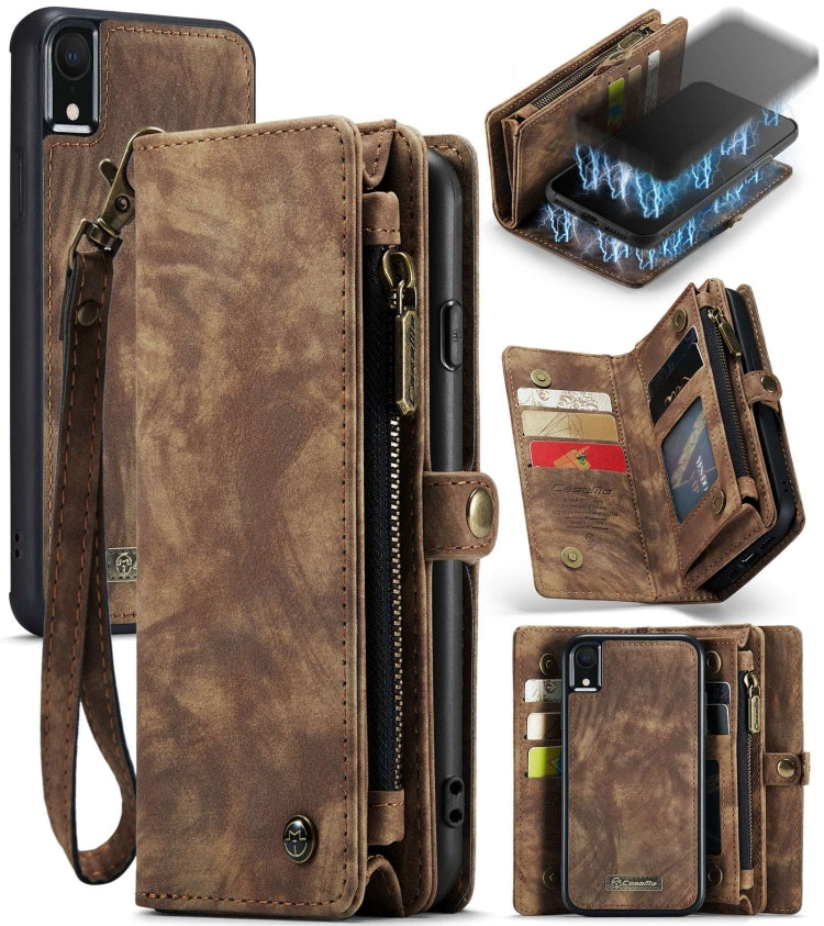 For iPhone XR CaseMe Detachable Multifunctional Horizontal Flip Leather Case with Card Slot & Holder & Zipper Wallet & Photo Frame (Brown) - More iPhone Cases by CaseMe | Online Shopping South Africa | PMC TechLife | Buy Now Pay Later Mobicred