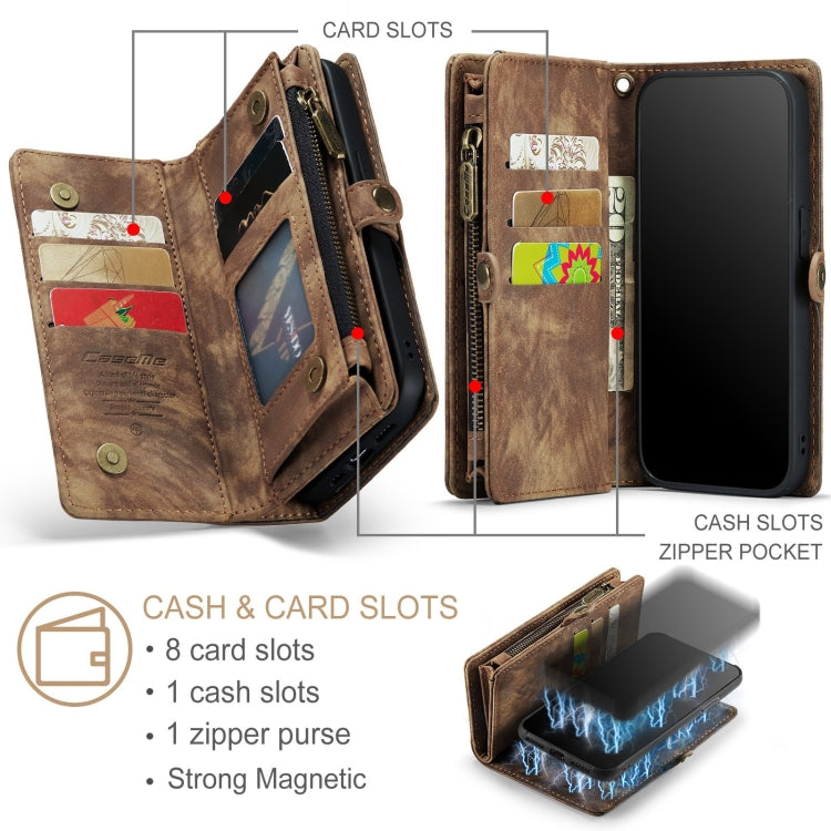 For iPhone XR CaseMe Detachable Multifunctional Horizontal Flip Leather Case with Card Slot & Holder & Zipper Wallet & Photo Frame (Brown) - More iPhone Cases by CaseMe | Online Shopping South Africa | PMC TechLife | Buy Now Pay Later Mobicred
