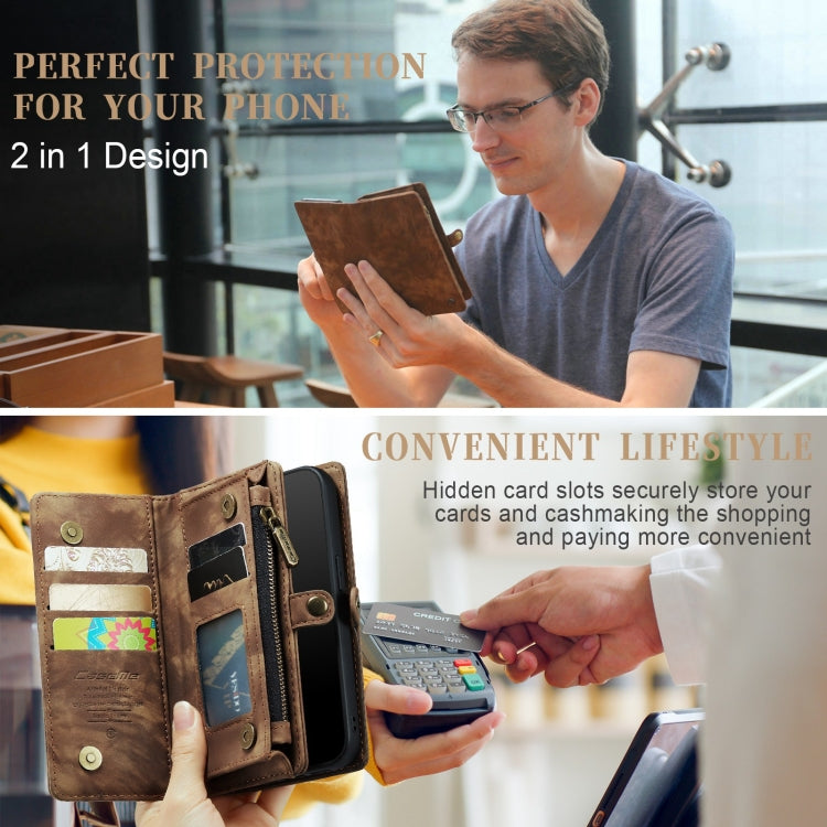 For iPhone XR CaseMe Detachable Multifunctional Horizontal Flip Leather Case with Card Slot & Holder & Zipper Wallet & Photo Frame (Brown) - More iPhone Cases by CaseMe | Online Shopping South Africa | PMC TechLife | Buy Now Pay Later Mobicred