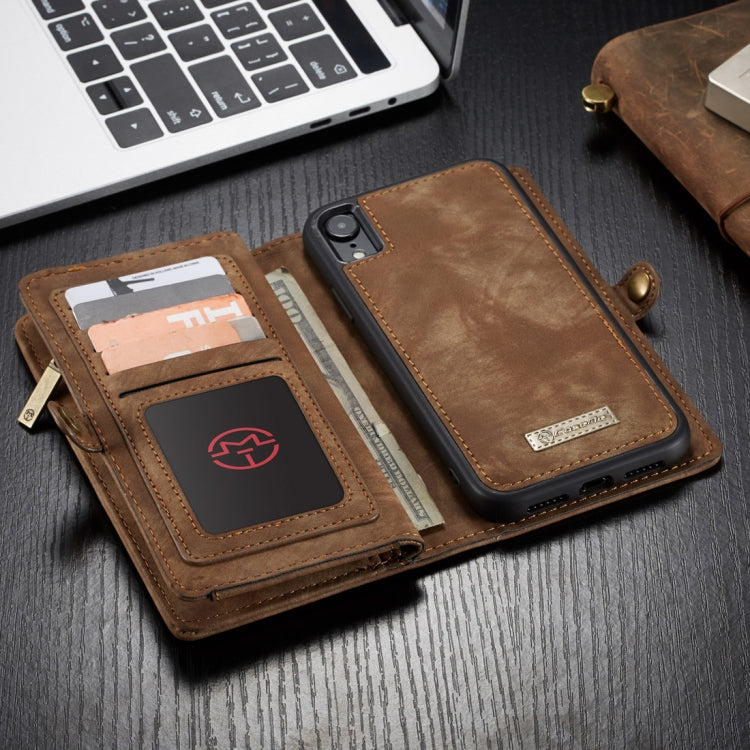 For iPhone XR CaseMe Detachable Multifunctional Horizontal Flip Leather Case with Card Slot & Holder & Zipper Wallet & Photo Frame (Brown) - More iPhone Cases by CaseMe | Online Shopping South Africa | PMC TechLife | Buy Now Pay Later Mobicred