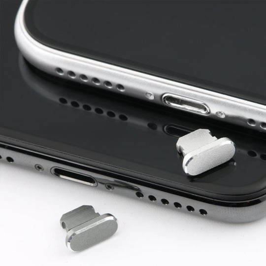 2pcs Universal 8 Pin Charging Port Metal Anti-Dust Plug for iPhone(Space Silver) - Anti-dust & Ear Caps by PMC TechLife | Online Shopping South Africa | PMC TechLife
