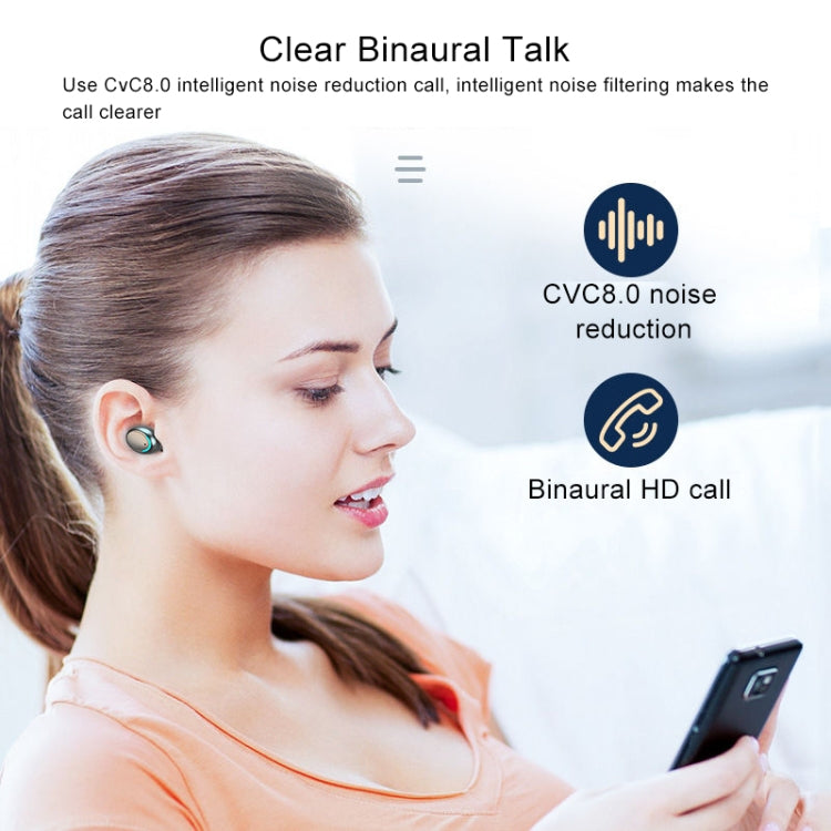 F9-5C Four-bar Breathing Light + Digital Display Noise Reduction Bluetooth Earphone with Hand Strap(White) - Bluetooth Earphone by PMC TechLife | Online Shopping South Africa | PMC TechLife