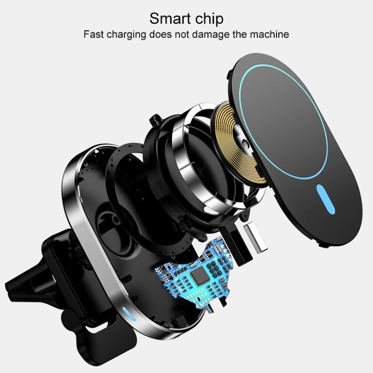 JJT-968 15W Max Output Magnetic Car Air Outlet Bracket Wireless Charger(Blue) - Wireless Charger Holders by PMC TechLife | Online Shopping South Africa | PMC TechLife