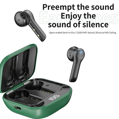 K08 Wireless Bluetooth 5.0 Noise Cancelling Stereo Binaural Earphone with Charging Box & LED Digital Display (Green) - Bluetooth Earphone by PMC Jewellery | Online Shopping South Africa | PMC Jewellery