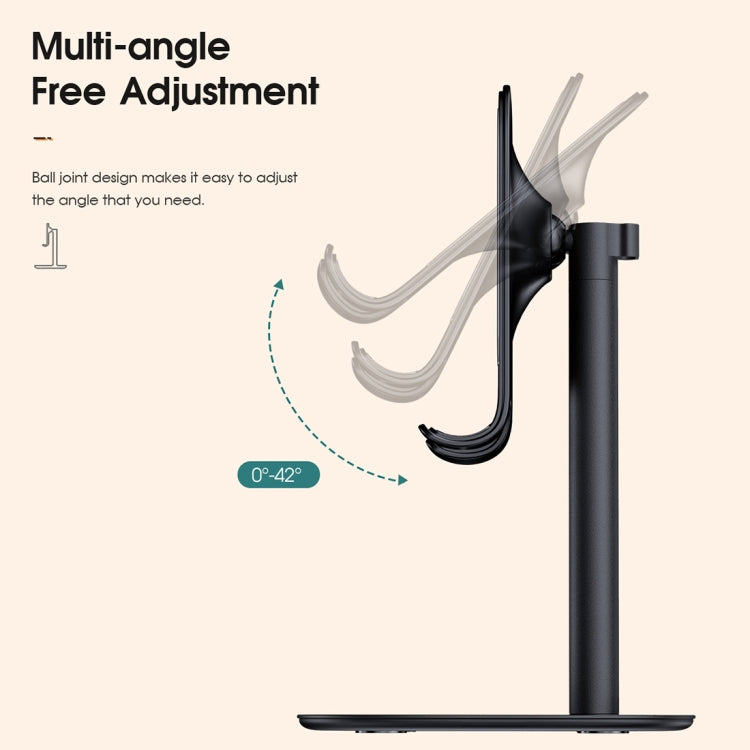 ROCK RPH0945 Adjustable 42 Degree Rotation ABS Stand Desktop Phone Tablet Holder (Black) - Desktop Holder by ROCK | Online Shopping South Africa | PMC Jewellery