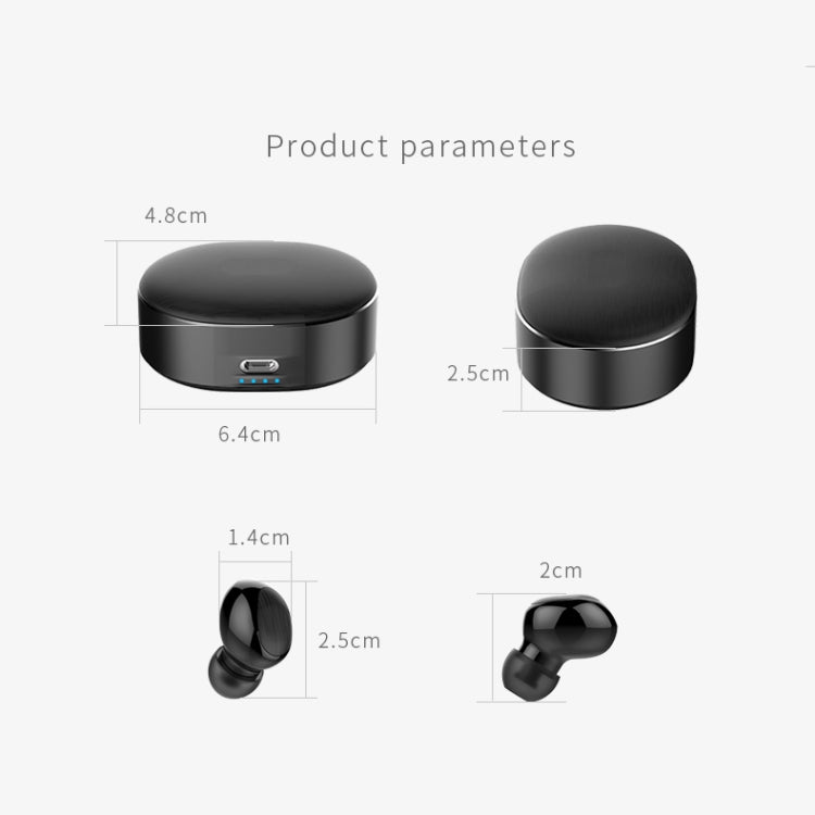 B20 Mini Portable In-ear Noise Cancelling Bluetooth V5.0 Stereo Earphone with 360 Degrees Rotation Charging Box(Black) - Bluetooth Earphone by PMC Jewellery | Online Shopping South Africa | PMC Jewellery