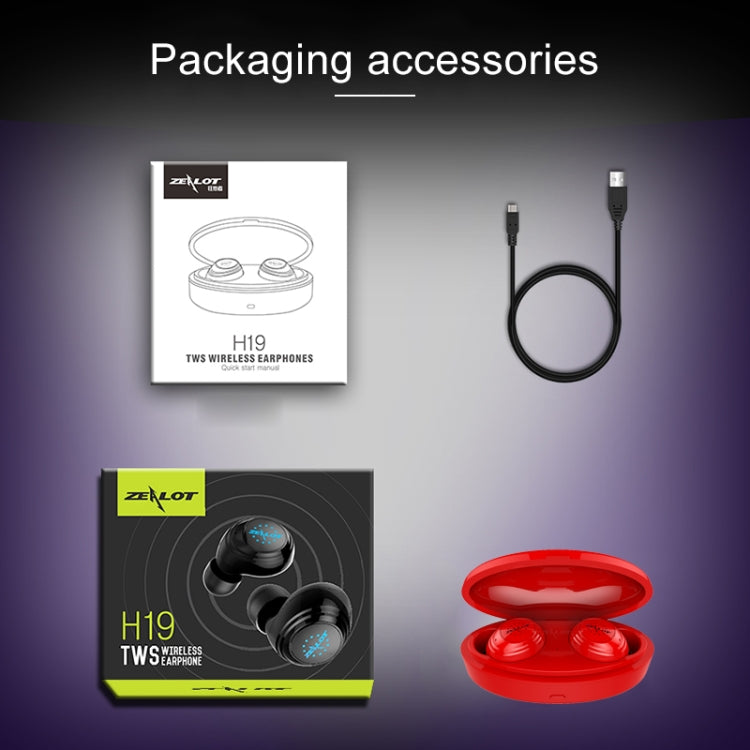 ZEALOT H19 TWS Bluetooth 5.0 Touch Wireless Bluetooth Earphone with Magnetic Charging Box, Support HD Call & Bluetooth Automatic Connection(Red) - TWS Earphone by ZEALOT | Online Shopping South Africa | PMC TechLife | Buy Now Pay Later Mobicred