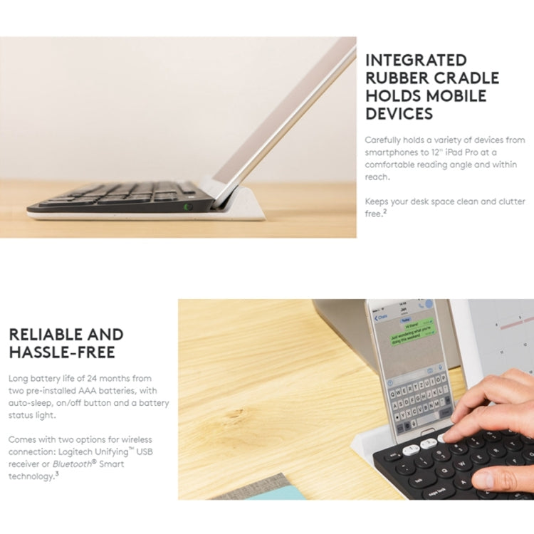 Logitech K780 Multi-device Bluetooth + Unifying Dual Mode Wireless Keyboard with Stand (Black) - free shipping - PMC TechLife - Order now!