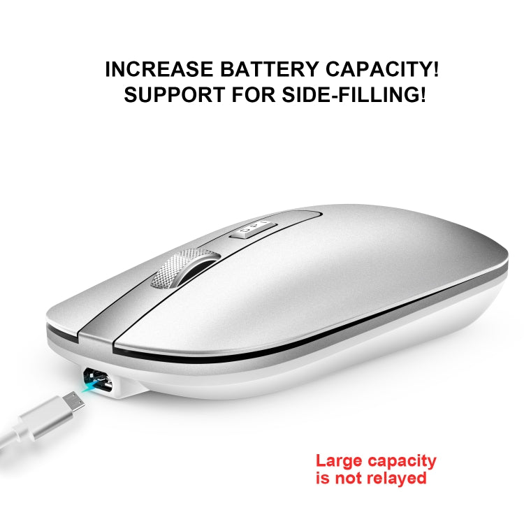 HXSJ M30 Rechargeable Wireless Mouse Metal Wheel Mute 2.4G Office Mouse 500 mAh Built-in Battery(Grey) - Wireless Mice by HXSJ | Online Shopping South Africa | PMC Jewellery | Buy Now Pay Later Mobicred