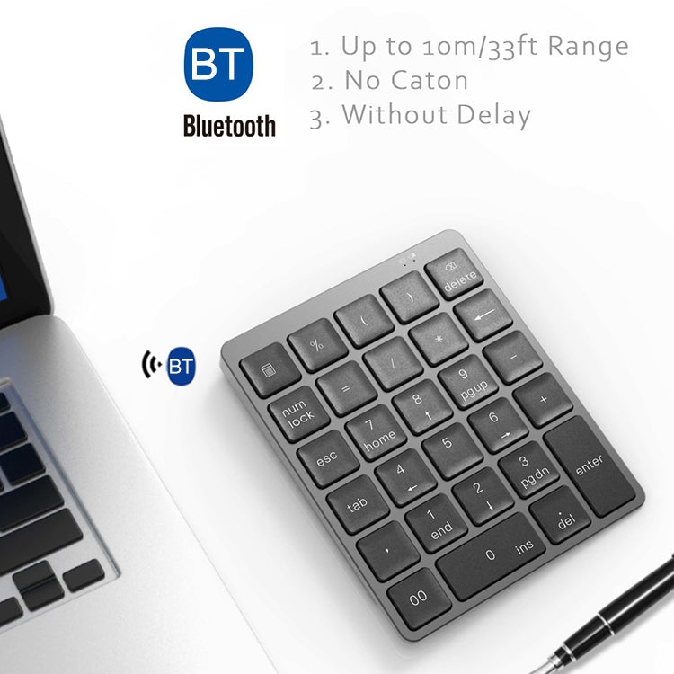 N960 Ultra-thin Universal Aluminum Alloy Rechargeable Wireless Bluetooth Numeric Keyboard (Grey) - Mini Keyboard by PMC TechLife | Online Shopping South Africa | PMC TechLife | Buy Now Pay Later Mobicred
