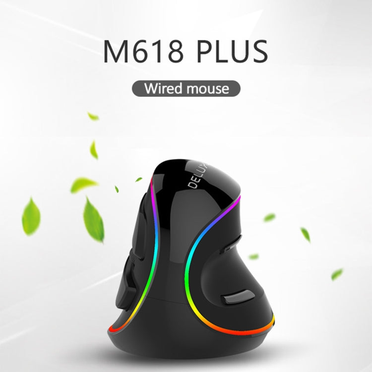DELUX M618 Plus RGB Wired Optical Mouse Ergonomic Vertical Mouse 4000DPI - free shipping - PMC TechLife - Order now!