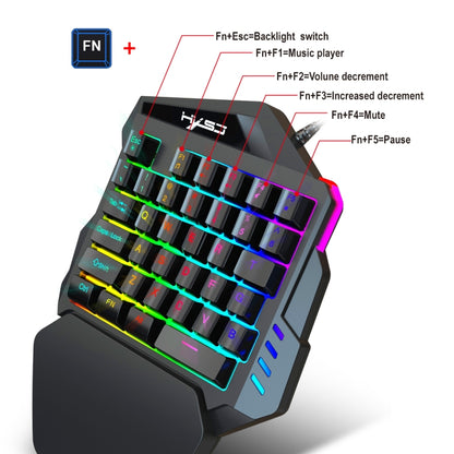 HXSJ V100 Universal One-hand 35-Keys Mechanical Blue Axis Seven-color Backlight Wired Gaming Keyboard, Length: 1.6m - Other Accessories by HXSJ | Online Shopping South Africa | PMC Jewellery