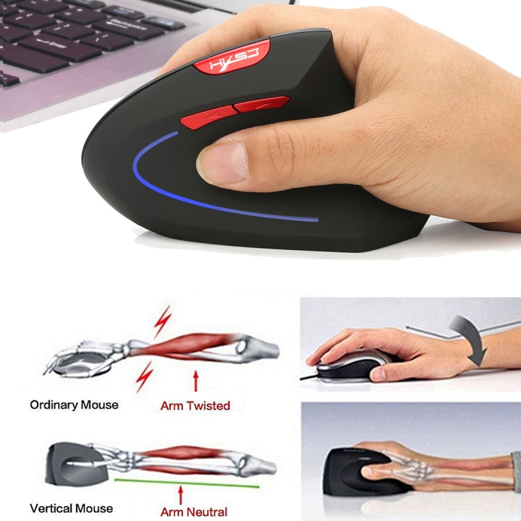 HXSJ T22 2.4GHz Wireless 4-Keys 2400 DPI Adjustable Ergonomics Optical Vertical Mouse(Black) - Wireless Mice by HXSJ | Online Shopping South Africa | PMC Jewellery | Buy Now Pay Later Mobicred